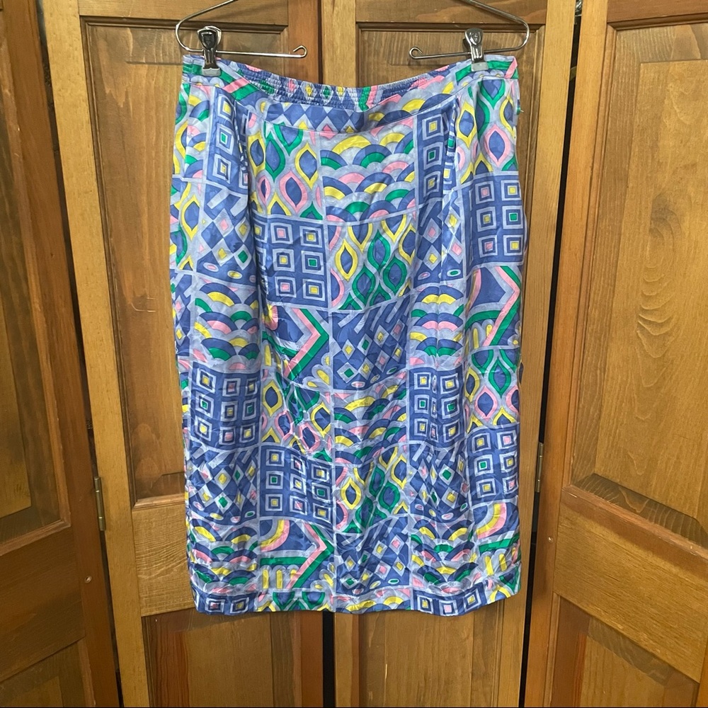 Ann Crimmins For Umi Collections Color Plus Size 16 Printed Skirt Silk Vintage